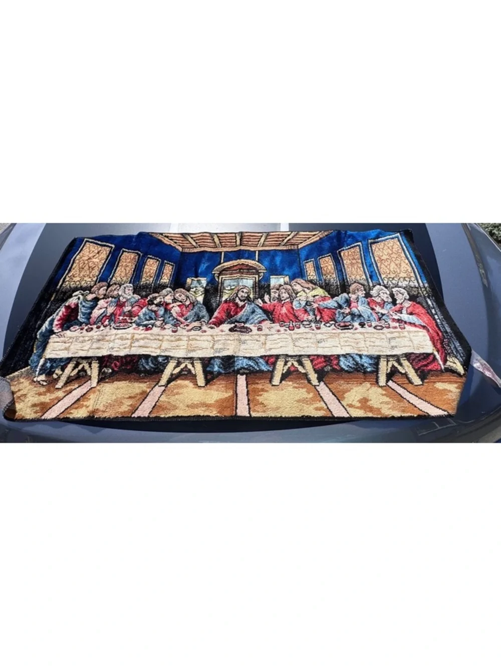 Vintage Italy Last Supper Tapestry Jesus Da Vinci Woven Wall Hanging 39x19